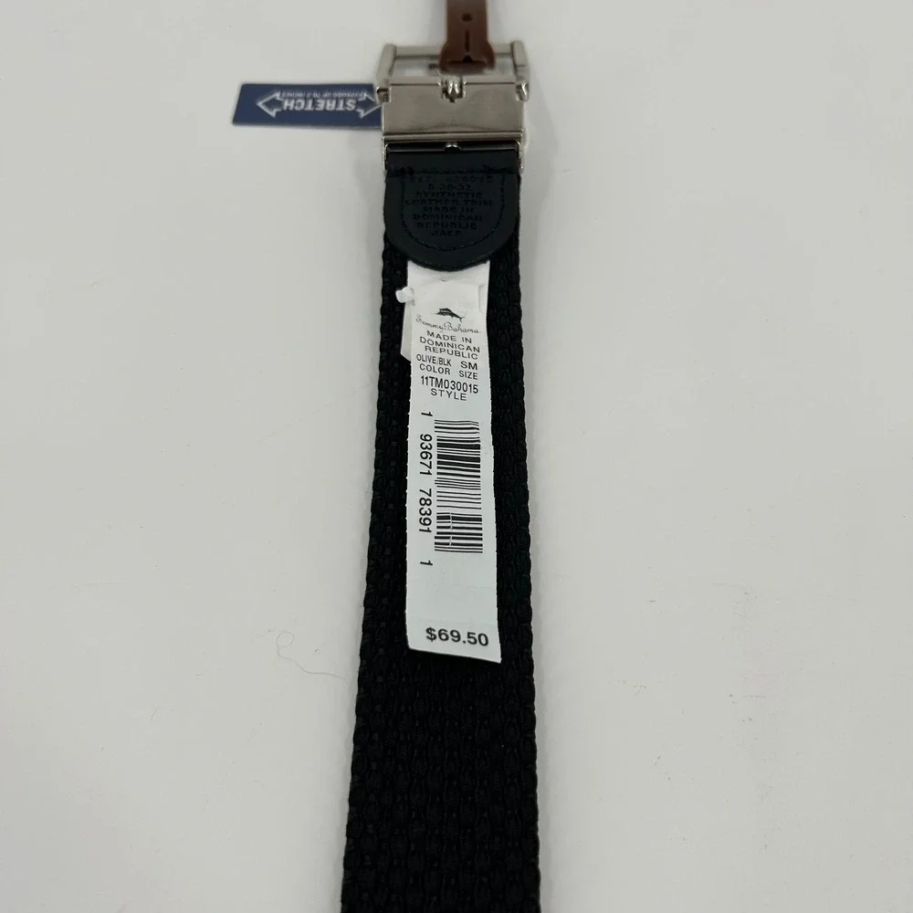 Tommy Bahama Mens Reversible Woven Stretch Belt Olive Black 11TM030015 Small